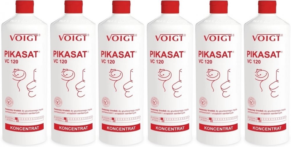 6x Środek do gruntownego czyszczenia sanitariatów Voigt Pikasat VC 120, 1l
