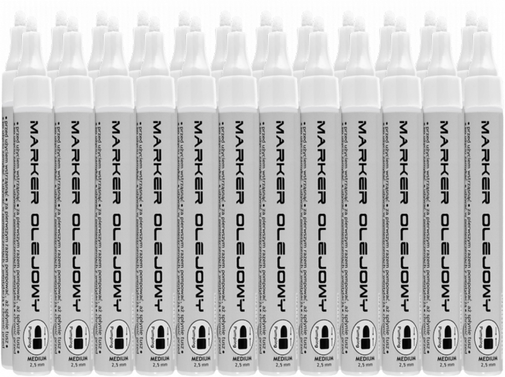 24x Marker olejowy Toma Economy TO-420, okrągła, 2.5mm, biały