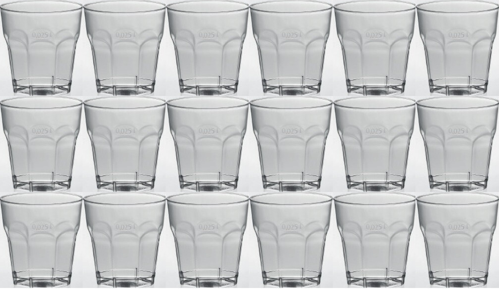 3x Kieliszki jednorazowe Packman Octagon, 30ml, plastik, 50 sztuk, przezroczysty