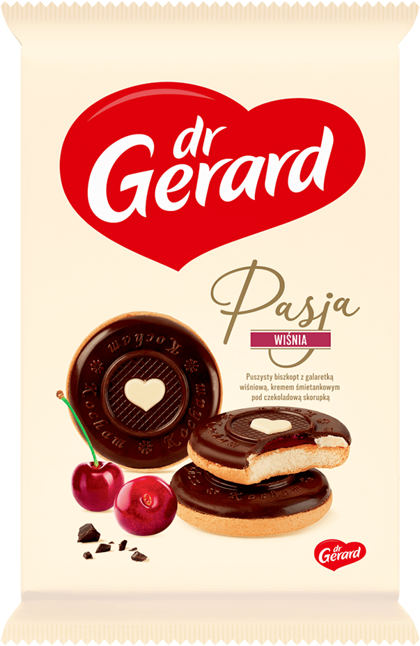 Biszkopty Dr Gerard Pasja, z galaretką wiśniową, w czekoladzie, 150g