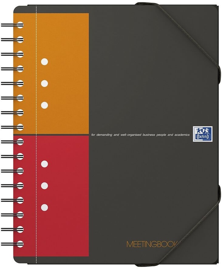 Kołonotatnik z teczką Oxford International Meetingbook, A5+, w kratkę, 80 kartek, okładka PP, szary