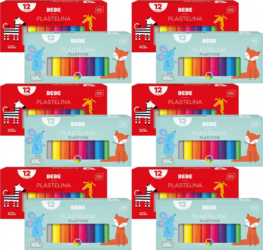 6x Plastelina BEBE Kids, 12 kolorów