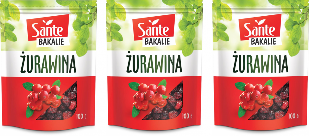 3x żurawina Sante, wielkoowocowa, 100g