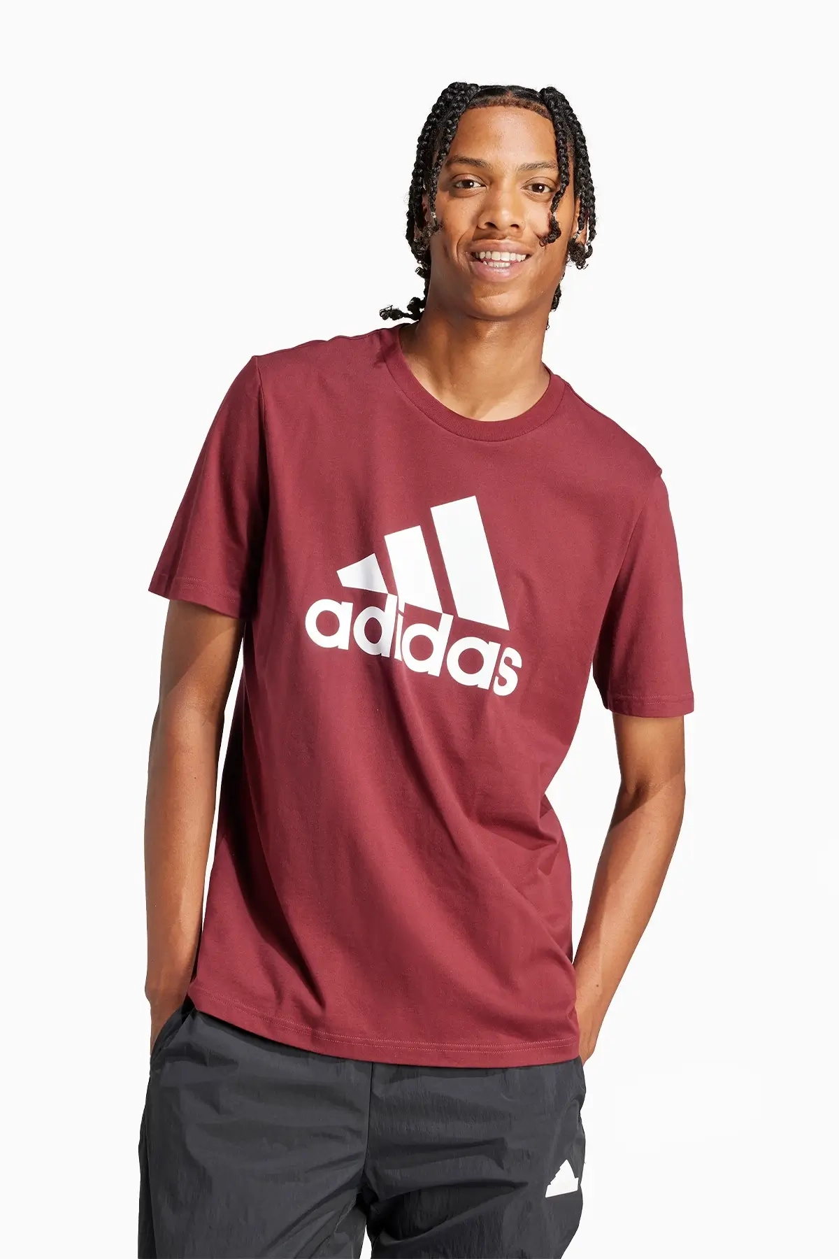 Koszulka adidas Essentials Single Big Logo - Bordowy