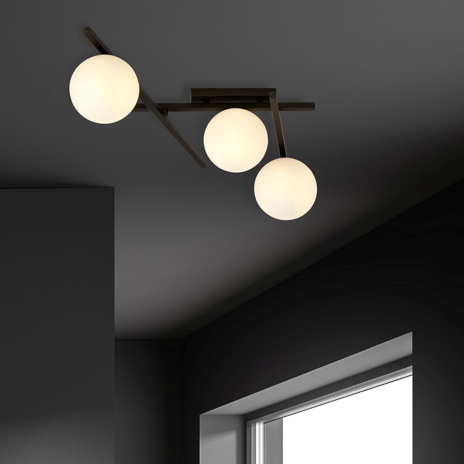 Emibig Smart lampa podsufitowa 3x10 W czarna-opal 1103/3
