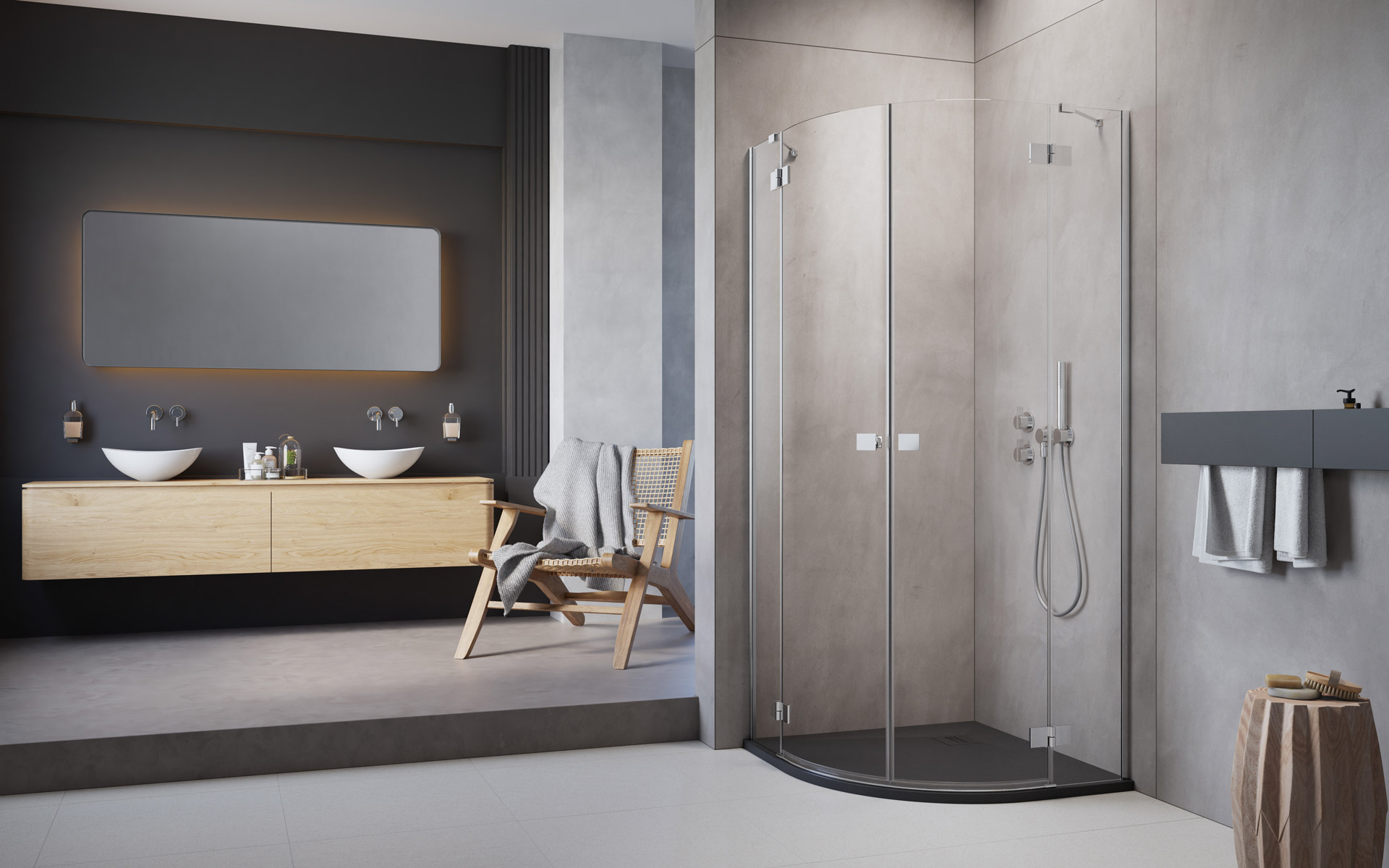 Radaway Essenza New PDD kabina prysznicowa część lewa 90x90 cm półokrągła 1385001-01-01L