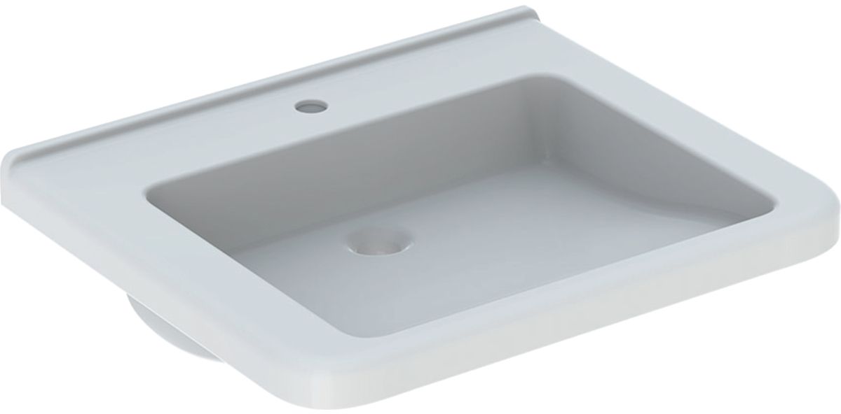 Geberit Selnova Comfort Square umywalka 65x55 cm prostokątna ścienna dla niepełnosprawnych biała 500.789.01.7