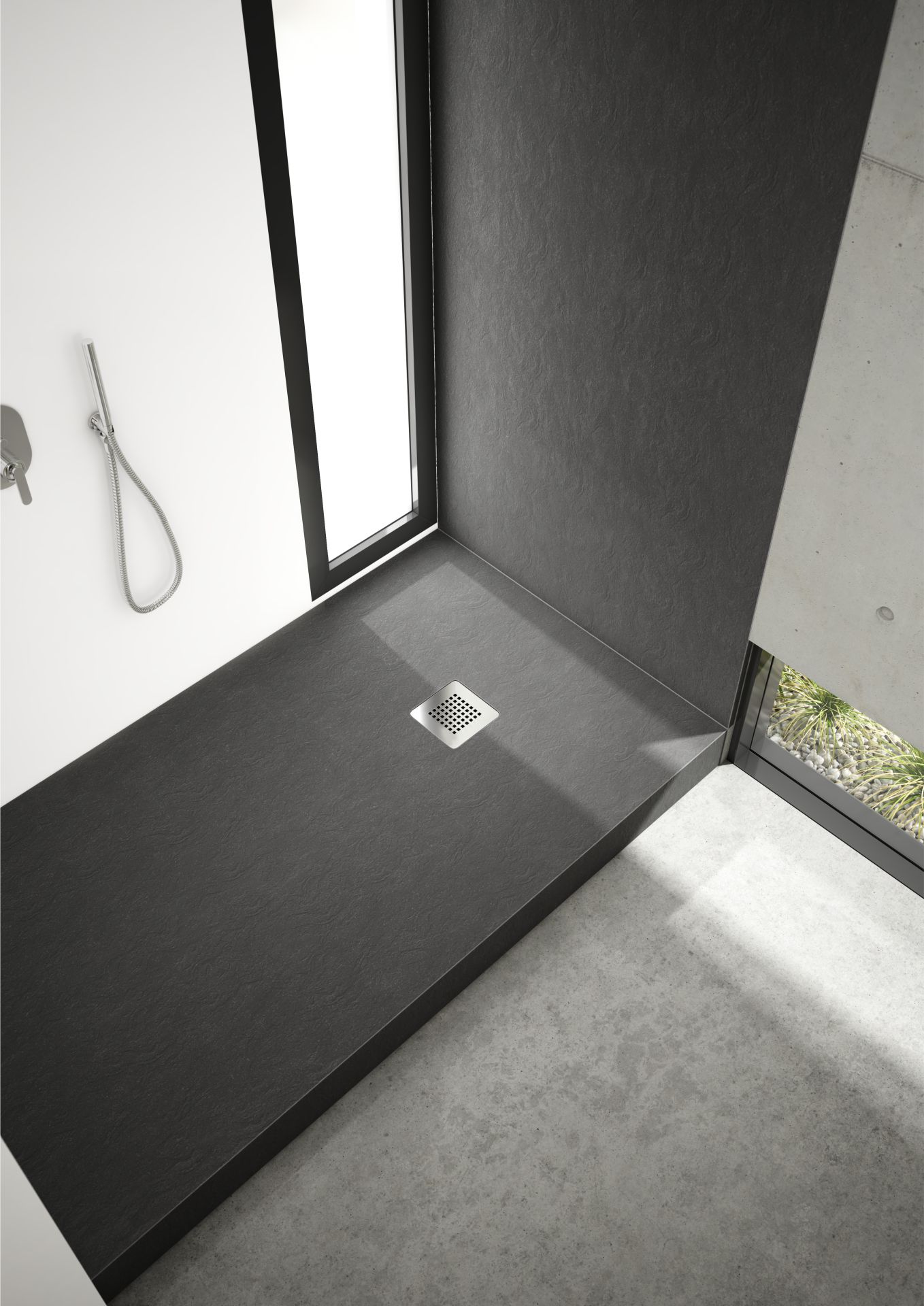 Schedpol New Horizons Black Stone brodzik 160x90 cm prostokątny czarny 3.3321/C/ST-M2
