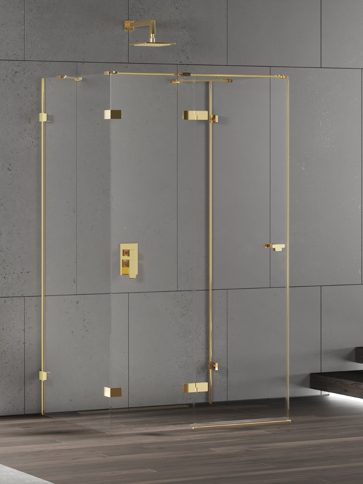 New Trendy Eventa Gold Shine kabina prysznicowa 80x80 cm kwadratowa lewa złoty połysk/szkło przezroczyste EXK-4792