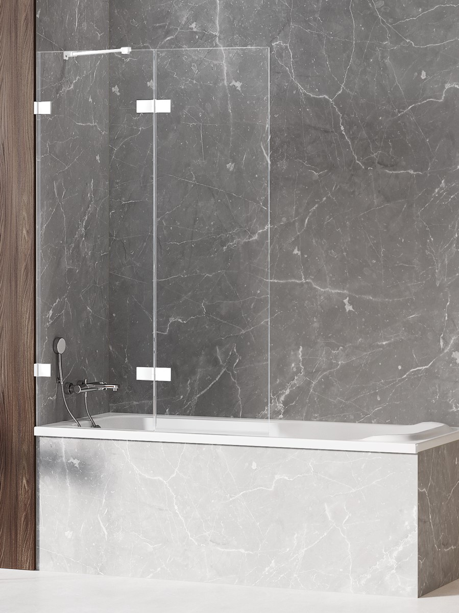 New Trendy Avexa White parawan nawannowy 120 cm 2-częściowy biały mat/szkło przezroczyste EXK-2976