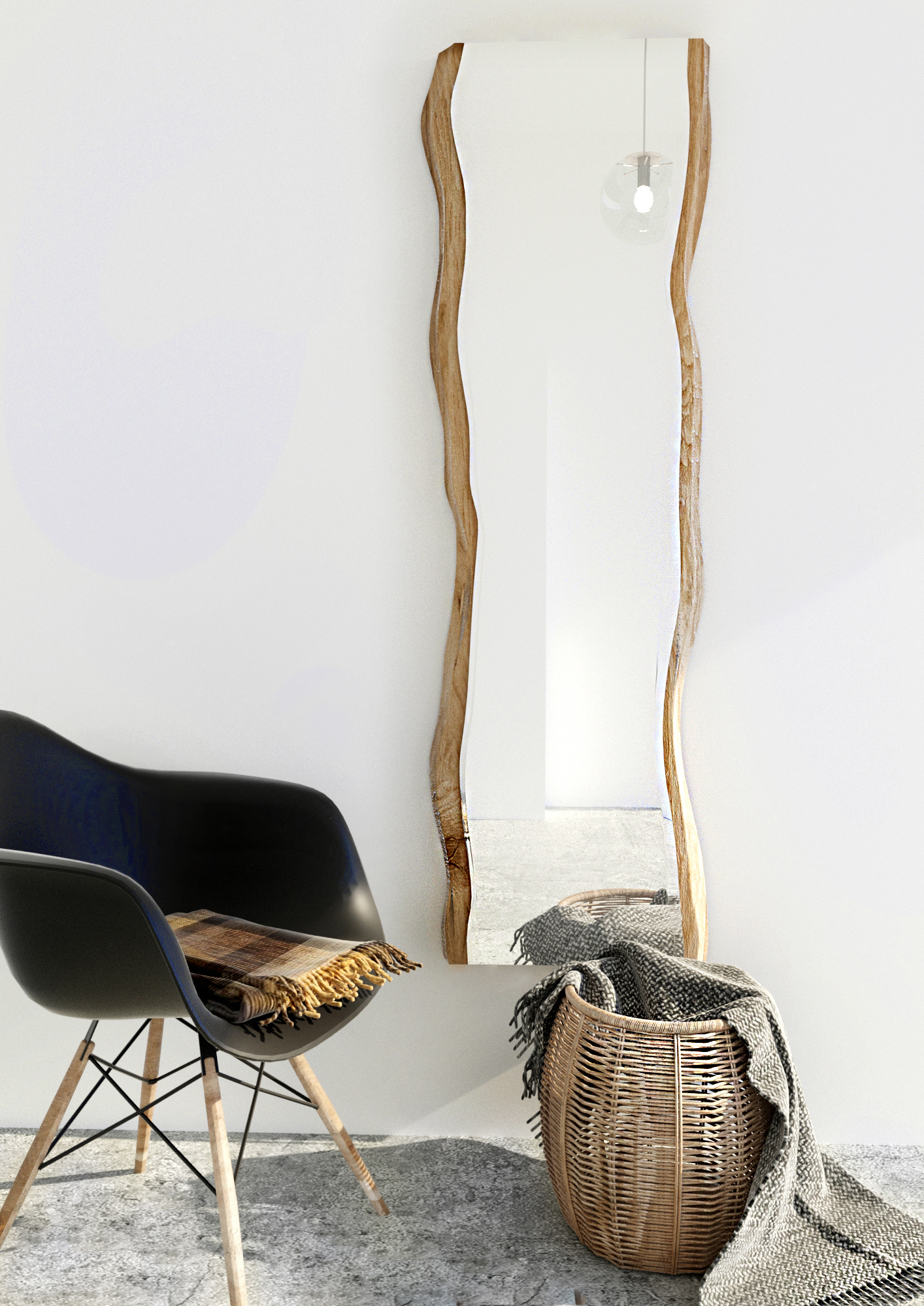 Smartwoods Shape of Nature Tablera lustro 155/40x50 cm wiszące lite drewno dębowe