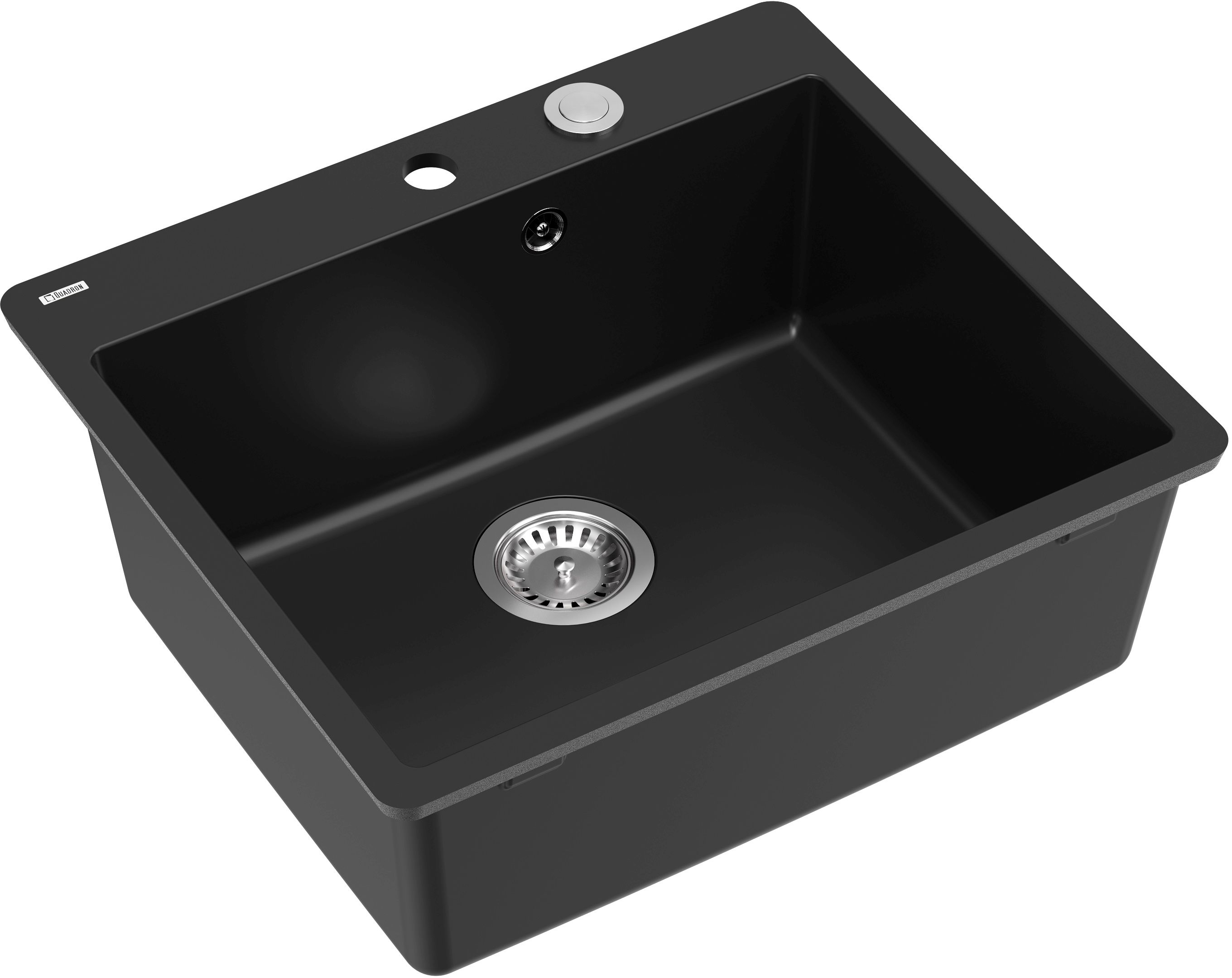 Quadron Morgan 110 FM zlewozmywak 56,5x49,5 cm GraniteQ pure carbon/elementy stalowe HB8304U7-FM_BS_P2O