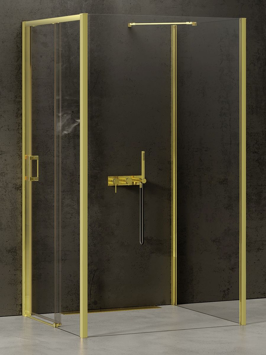 New Trendy Prime Light Gold kabina prysznicowa 100x90 cm prostokątna prawa złoty/szkło przezroczyste K-1506