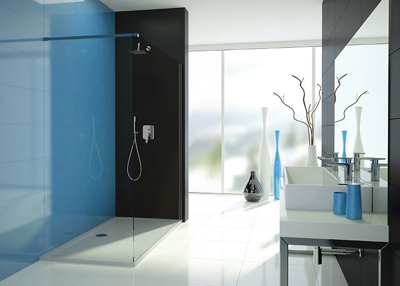 Sanplast TX Walk-In ścianka 110 cm wolnostojąca srebrny błyszczący/Sitodruk W15 600-271-2150-38-231
