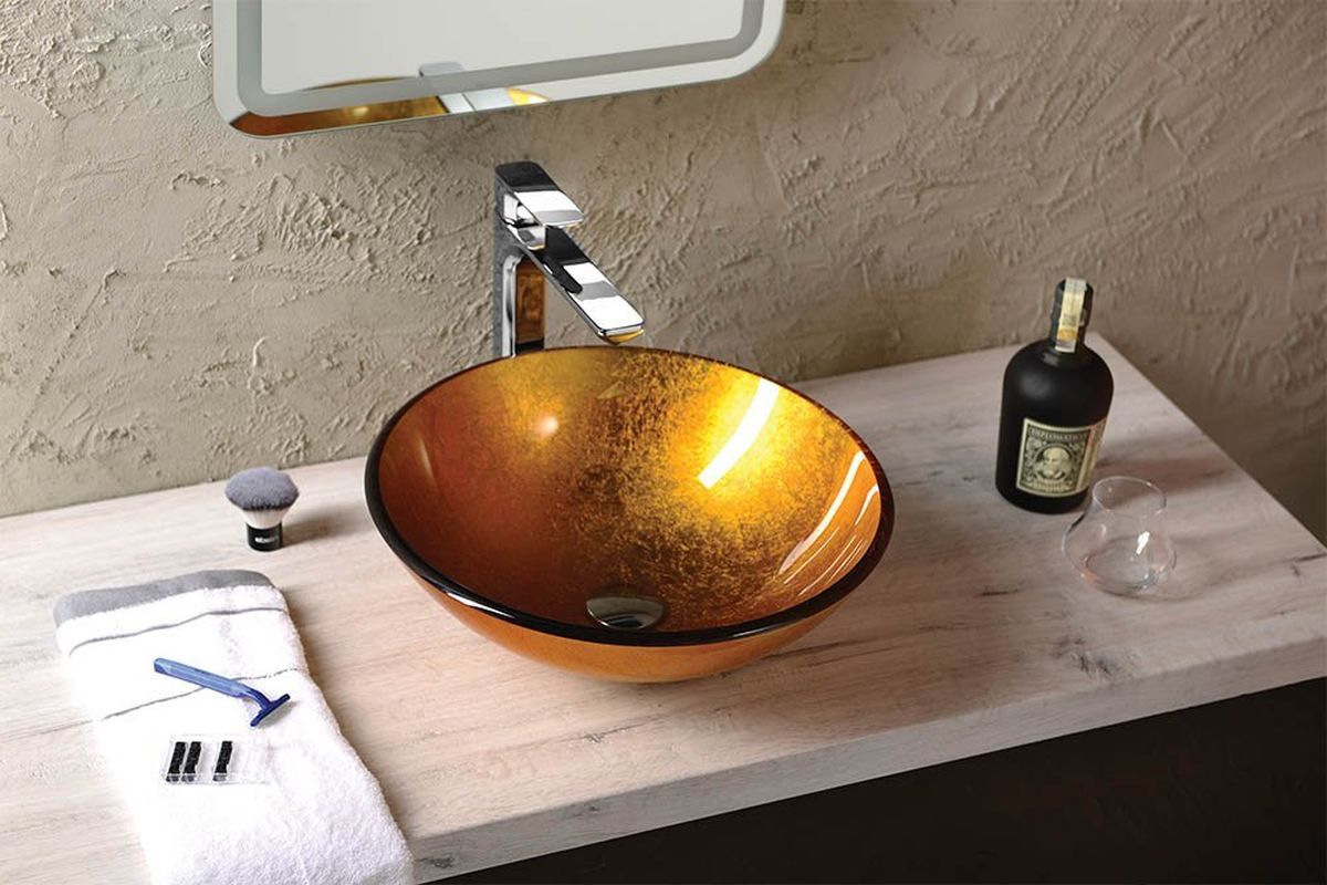 Sapho Beauty Ago umywalka 42 cm nablatowa okrągła złotopomarańczowa 2501-19
