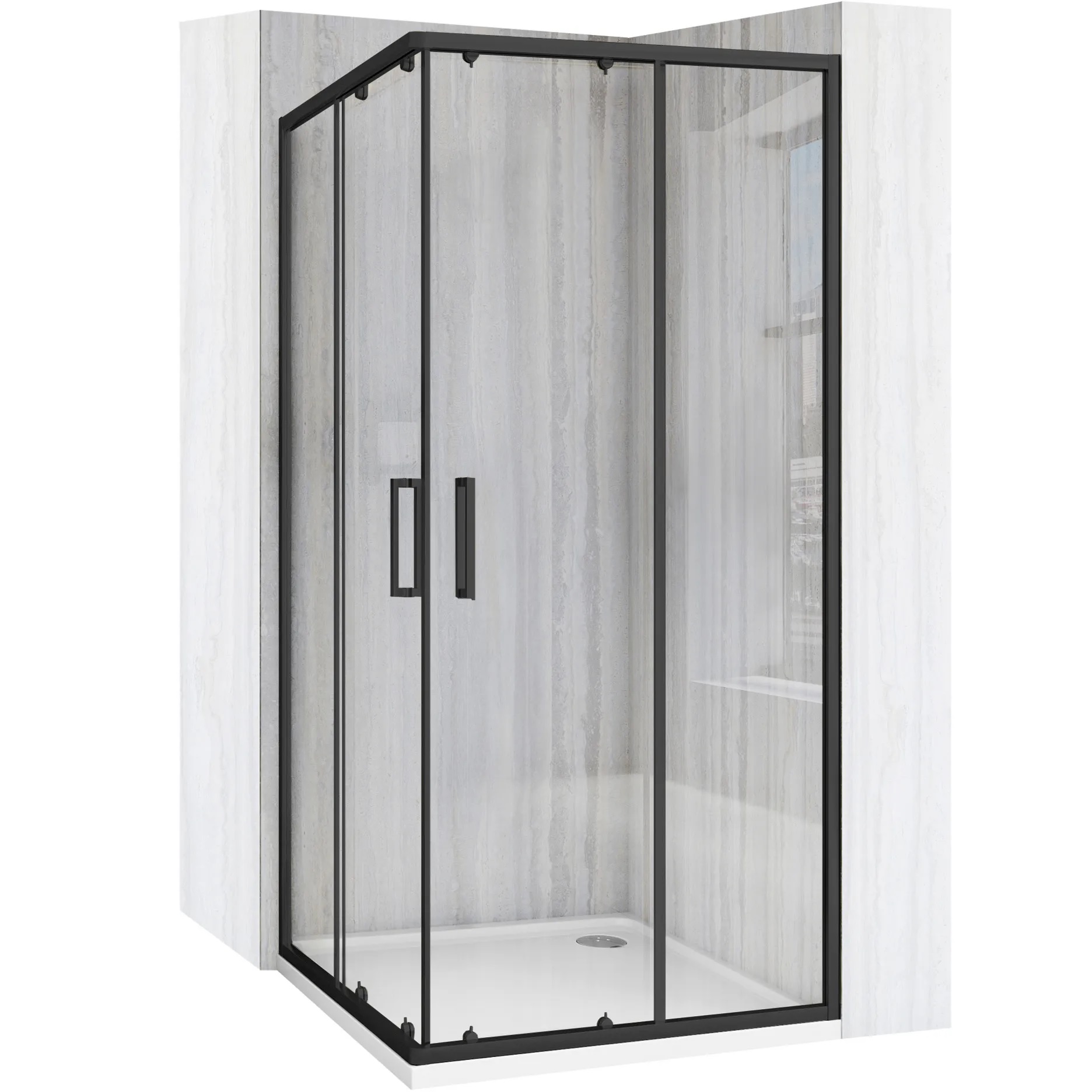 Rea City kabina prysznicowa 80x80 cm kwadratowa czarny mat/szkło przezroczyste REA-K6448