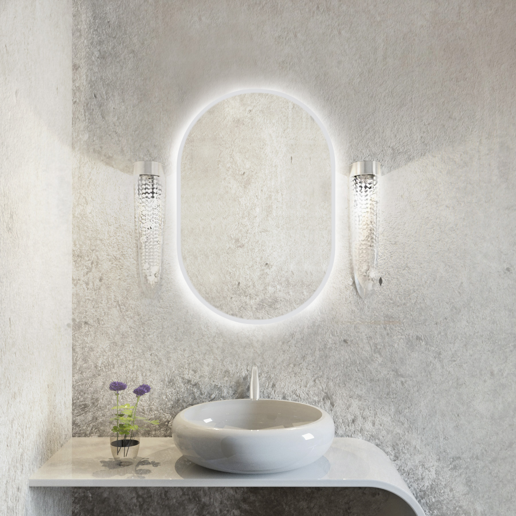 Baltica Design Tiny Border Pastille lustro 90x40 cm z oświetleniem LED białe barwa światła zimna