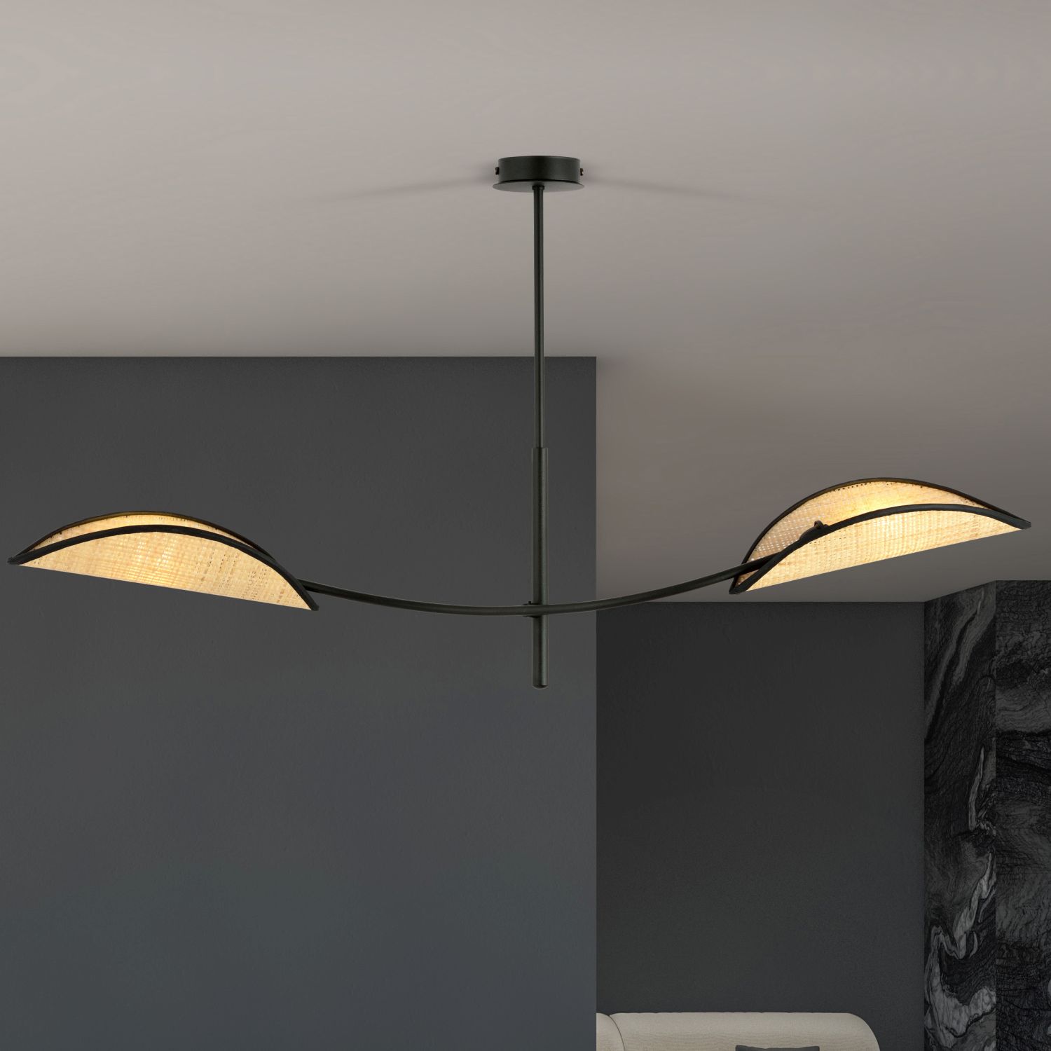 Emibig Lotus lampa podsufitowa 2x10 W czarna-beżowa 1108/2