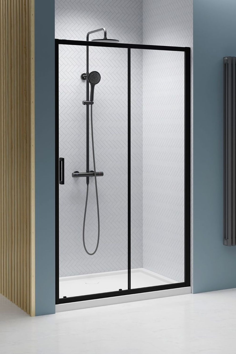 Radaway Premium Pro Black DWJ drzwi prysznicowe 120 cm rozsuwane czarny mat/szkło przezroczyste 1014120-54-01R