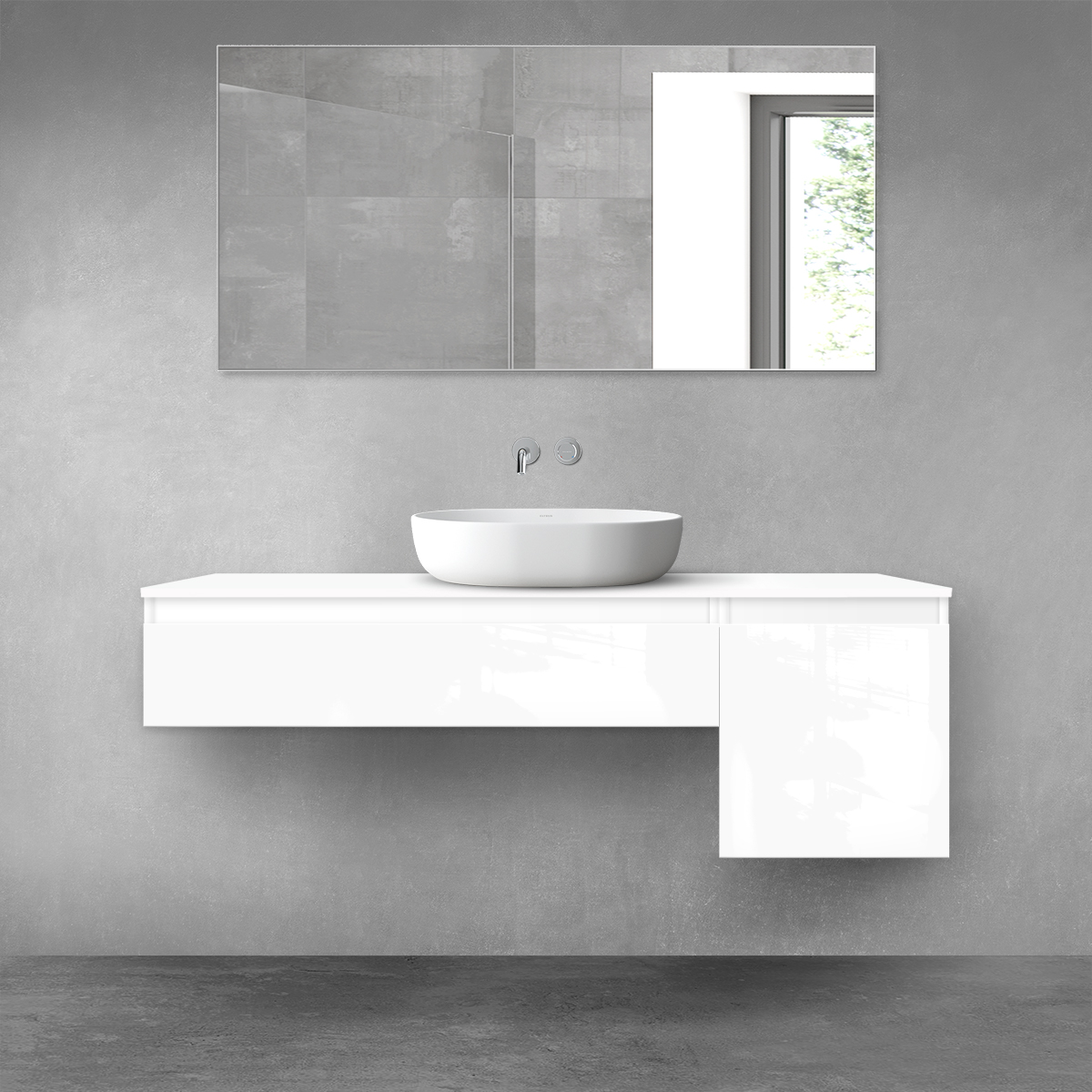 Oltens Vernal zestaw mebli łazienkowych 140 cm z blatem biały połysk 68281000 - Wysyłka w 24h