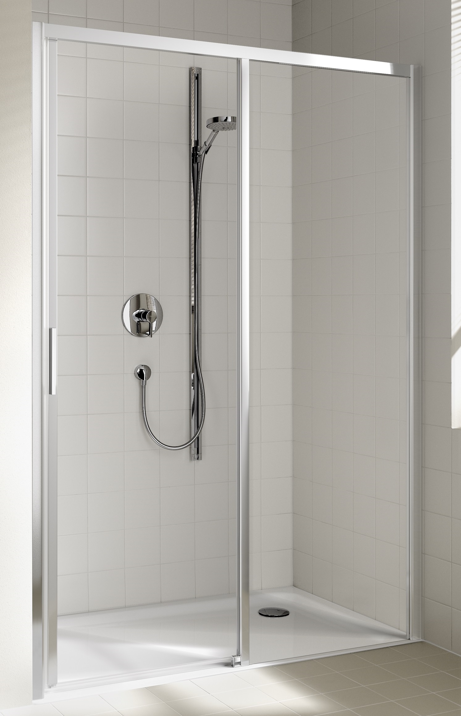 Kermi Cada XS drzwi prysznicowe 135 cm prawe srebrny wysoki połysk/szkło przezroczyste CKD2R13520VPK
