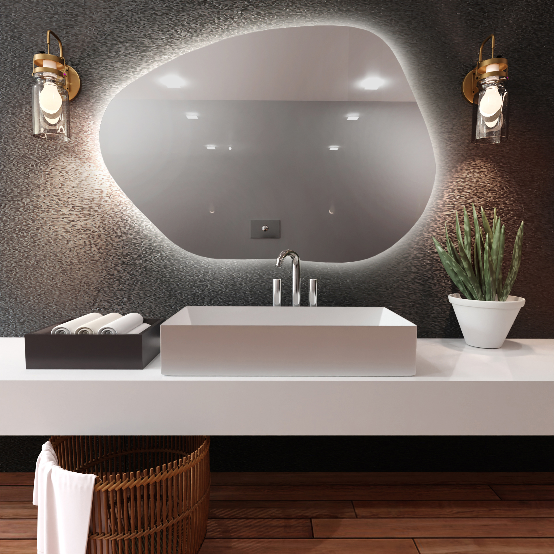 Baltica Design Bright Stain I lustro 70x50 cm barwa światła ciepła z włącznikiem bezdotykowym