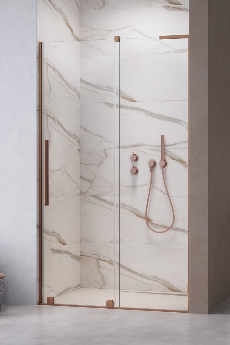 Radaway Furo SL Brushed Copper DWJ drzwi prysznicowe 100 cm miedź szczotkowana/szkło przezroczyste 10307522-93-01R/10110480-01-01