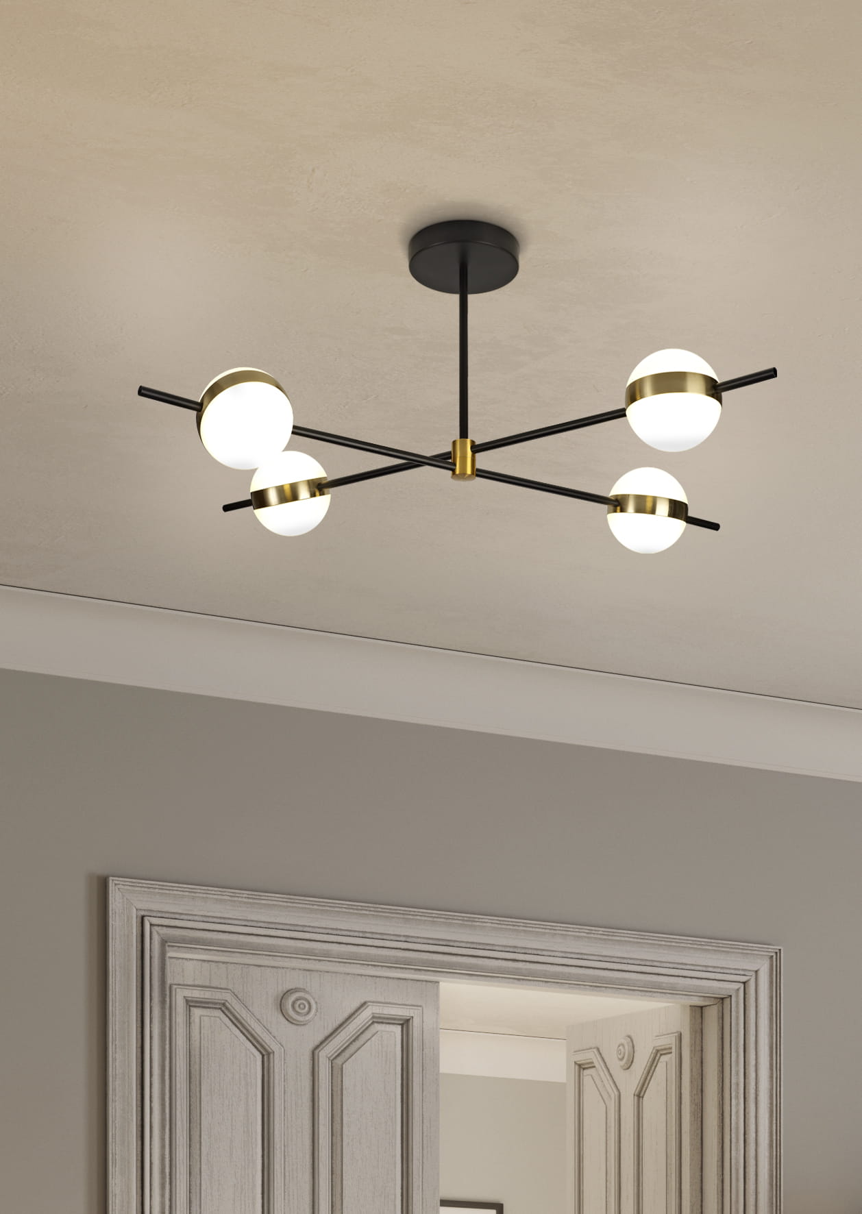 Mantra Cuba lampa podsufitowa 1x32 W biała-czarna-złota 7162