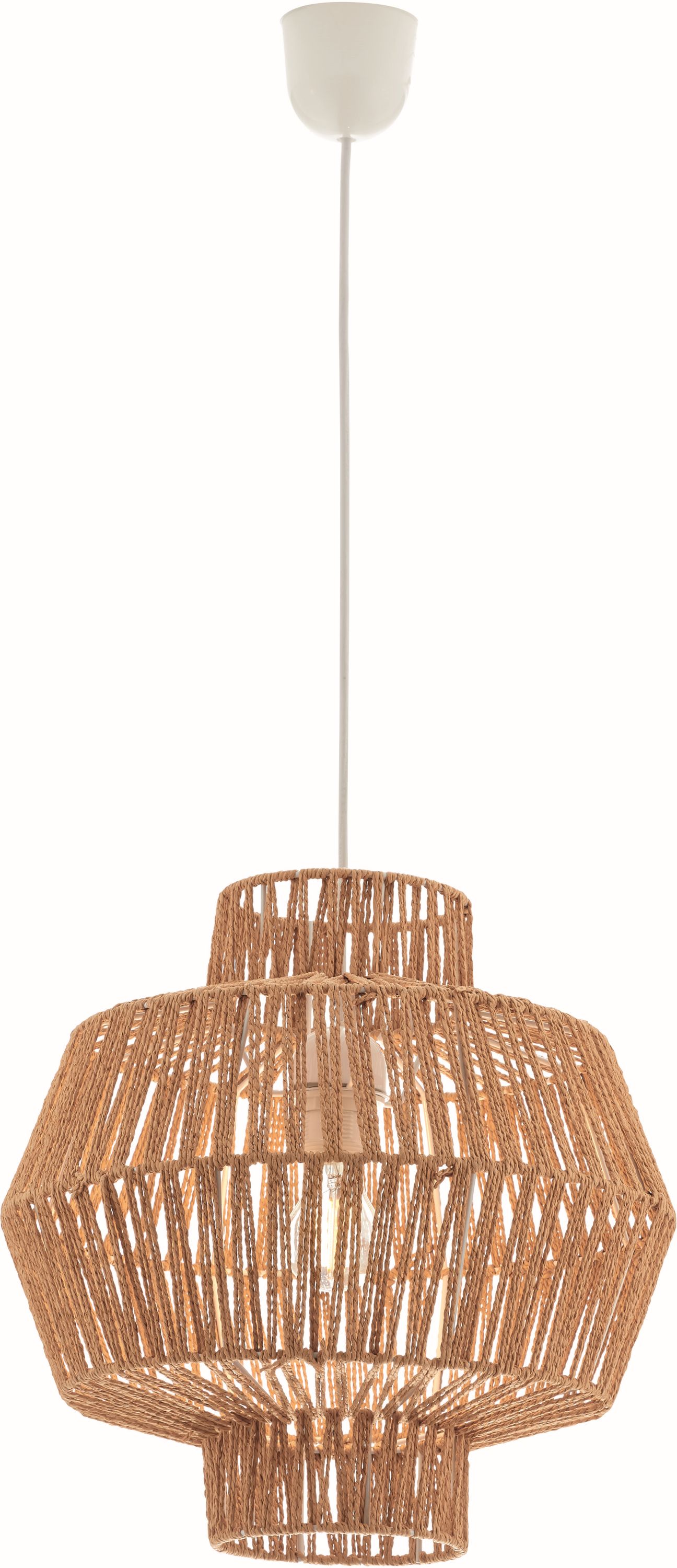 Viokef Felis lampa wisząca 1x60W biała/naturalna brązowa 4198300