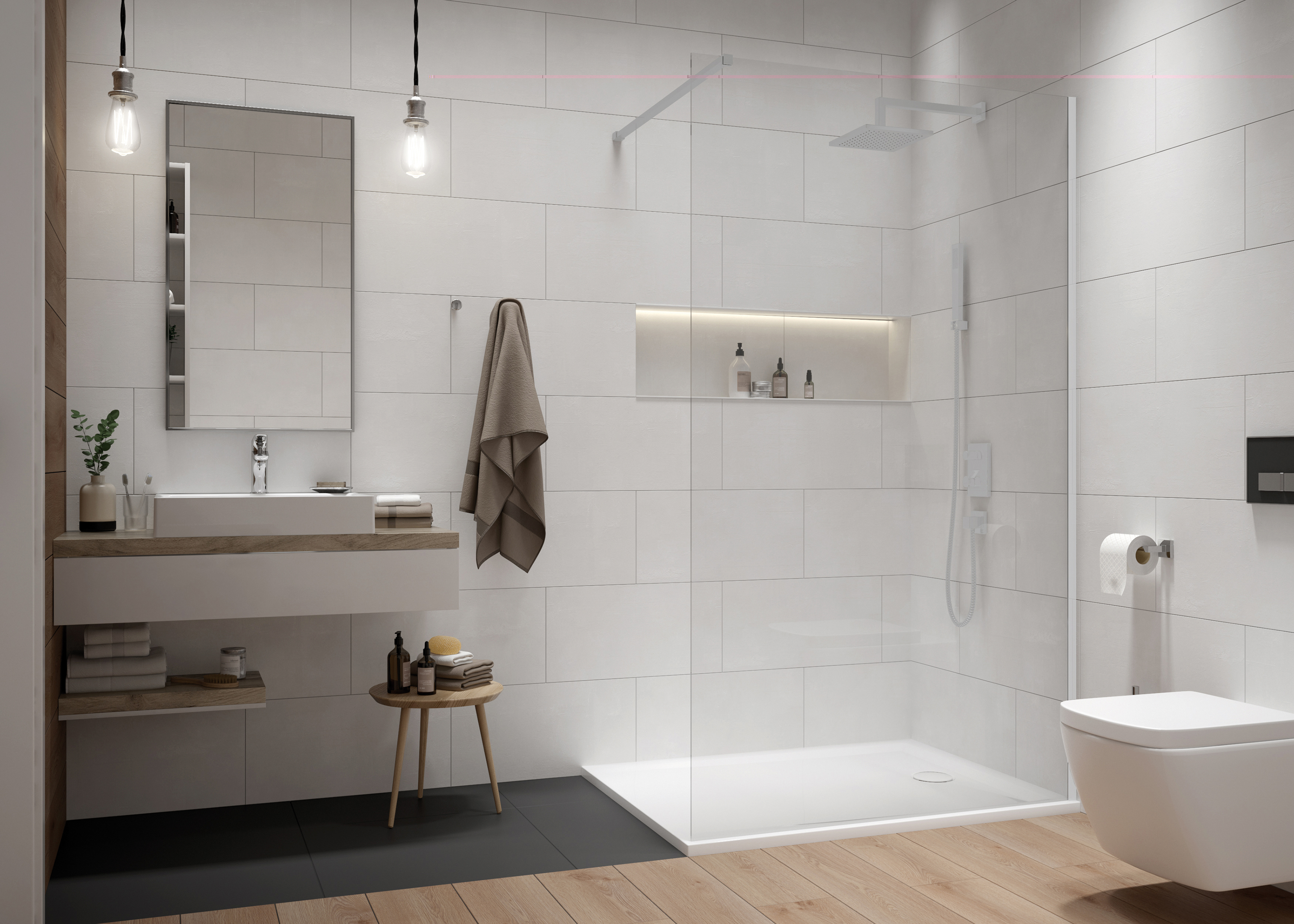 Sanplast Exa Line ścianka prysznicowa walk-in 80 cm biały mat/szkło przezroczyste 600-540-1420-24-401