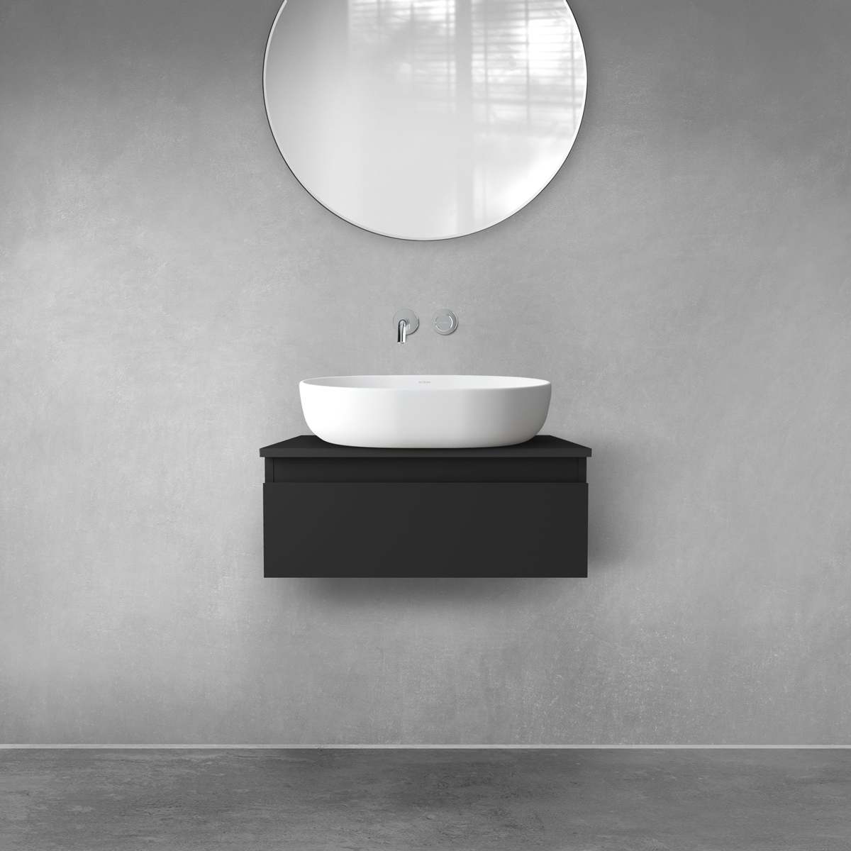 Oltens Vernal szafka 60 cm podumywalkowa wisząca z blatem czarny mat 68100300 - Wysyłka w 24h