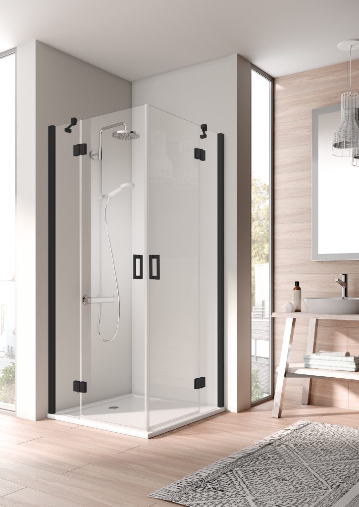 Kermi Osia OS ESR drzwi prysznicowe 120 cm prawe czarny soft/szkło przezroczyste OSESR120203PK