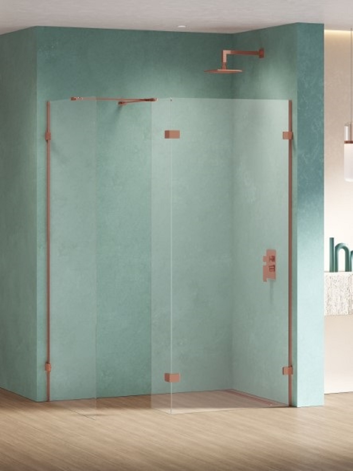 New Trendy Eventa Copper Shine ścianka prysznicowa walk-in 43 cm miedź połysk/szkło przezroczyste EXK-6561