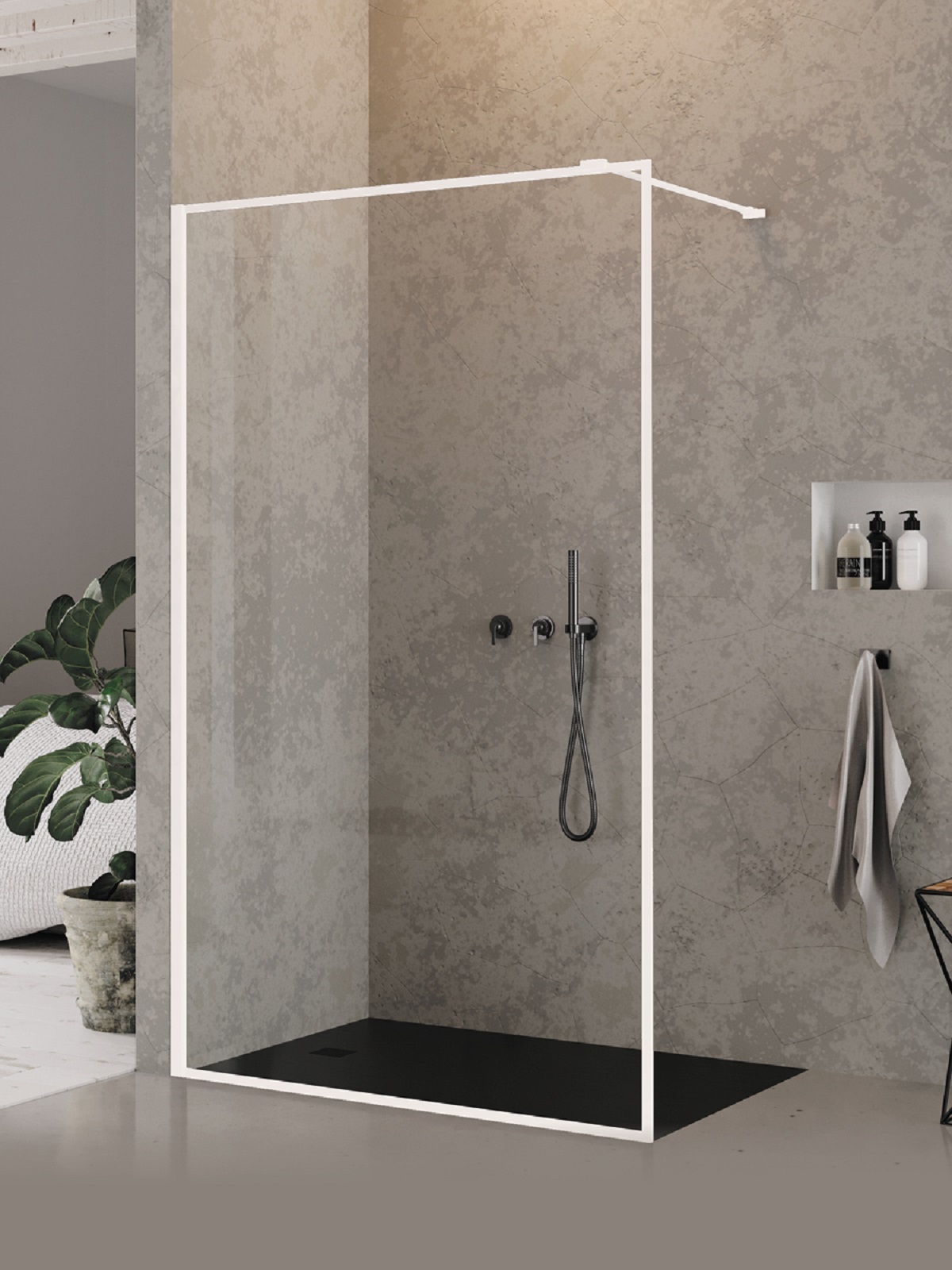New Trendy New Modus White ścianka prysznicowa walk-in 80 cm biały mat/szkło przezroczyste EXK-2222