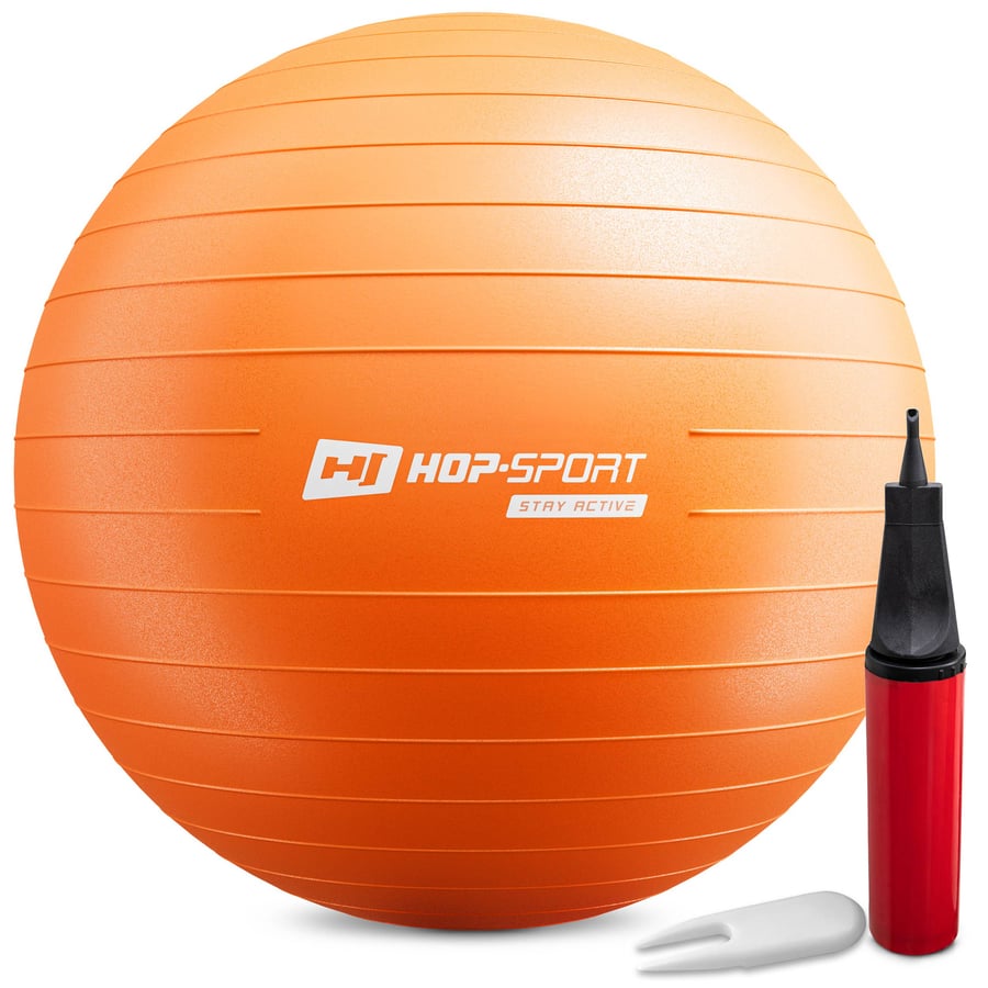 Piłka fitness 65cm z pompką - pomarańczowa
