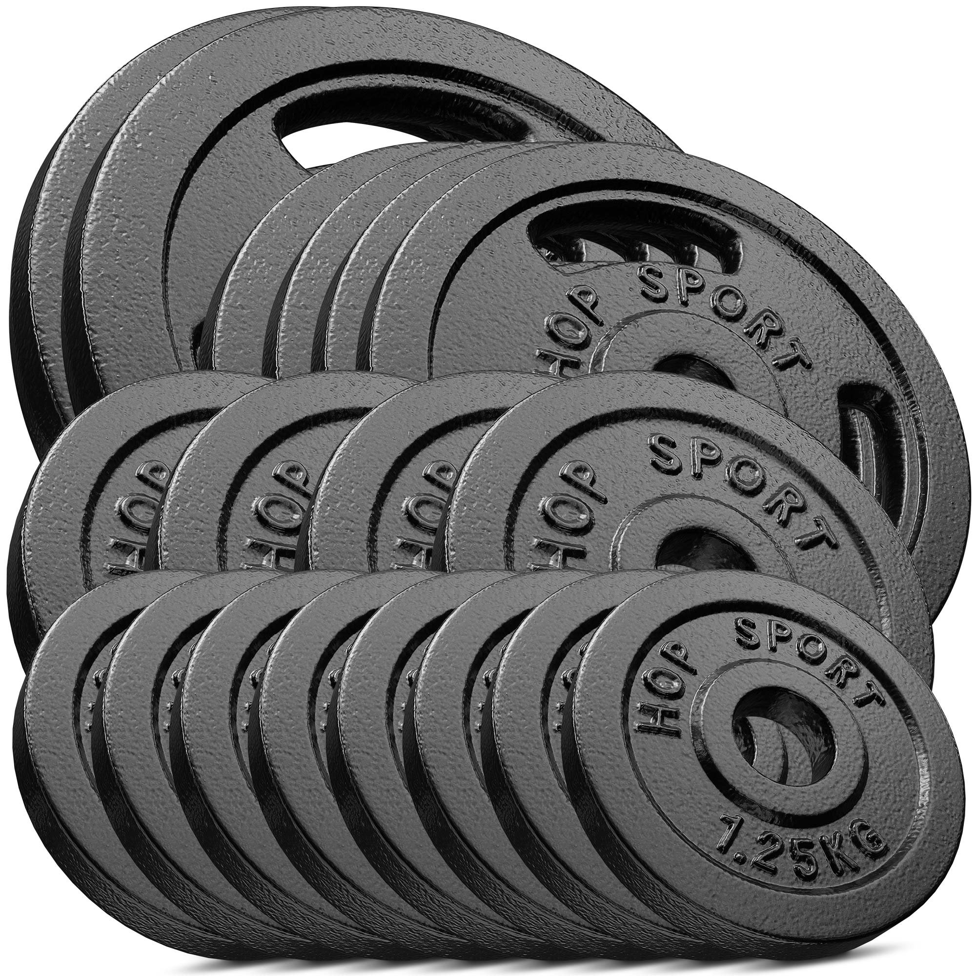 Zestaw obciążeń żeliwnych 60kg (2x10, 4x5, 4x2.5, 8x1.25)