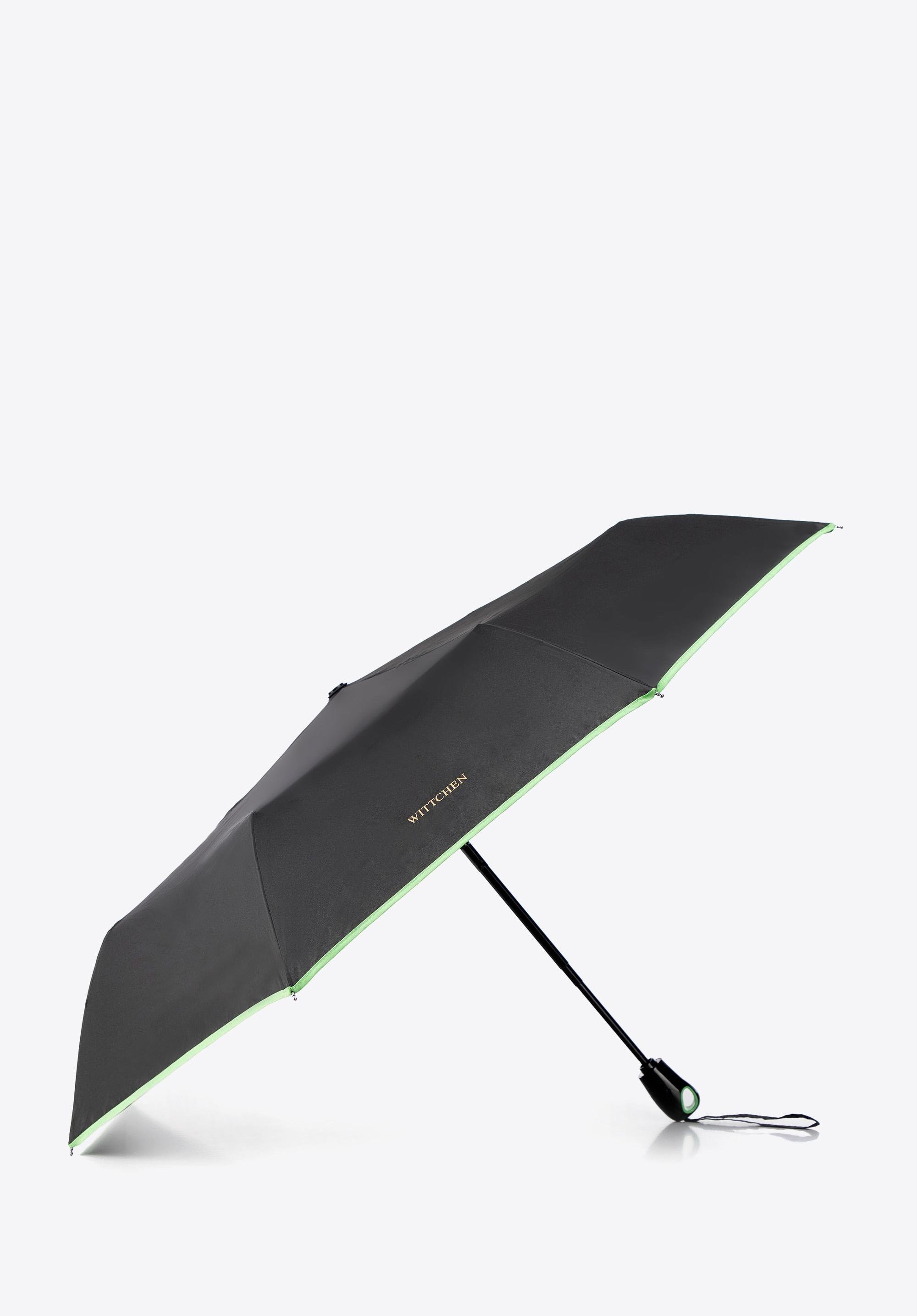 Parasol automatyczny z ozdobną lamówką czarno - zielony
