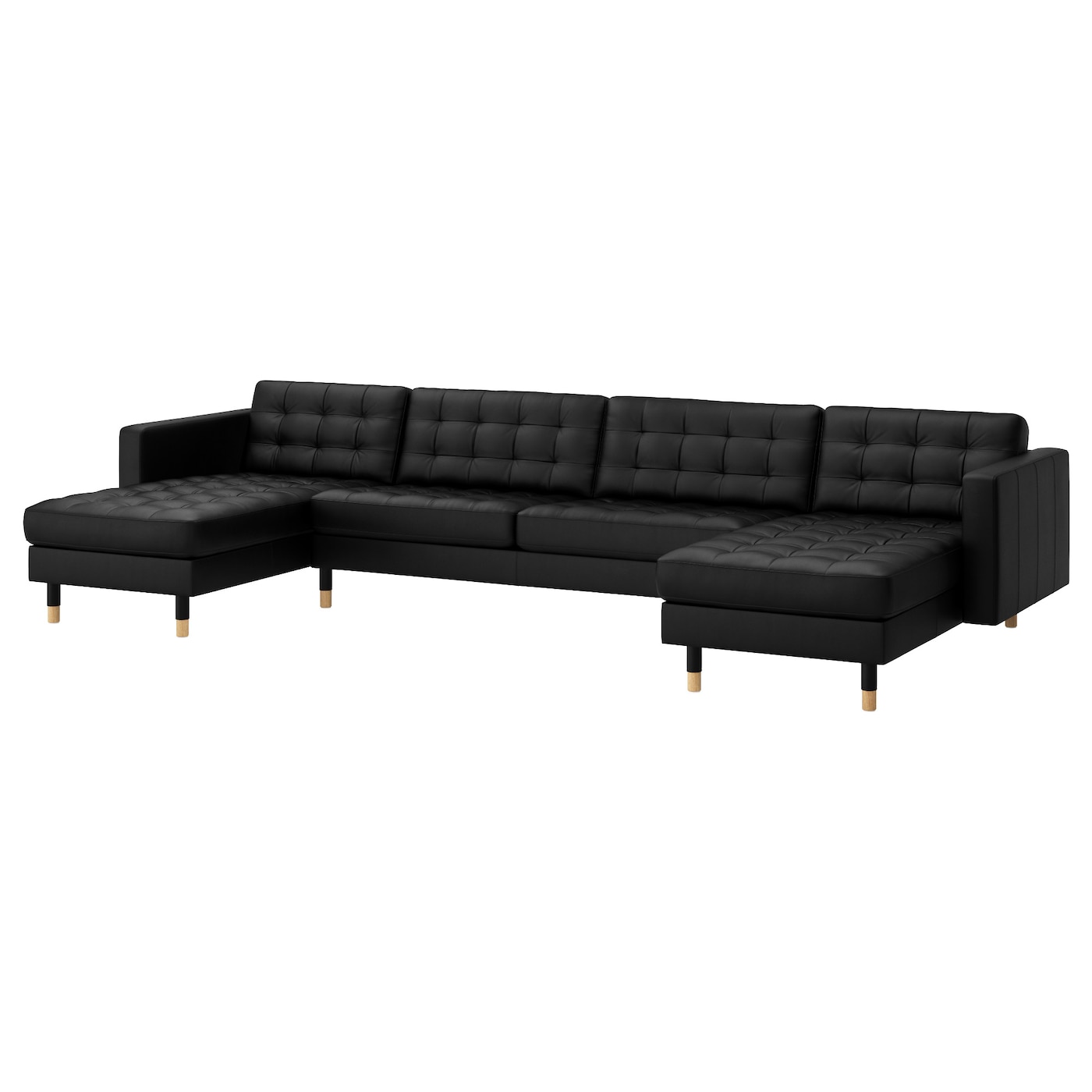 IKEA LANDSKRONA sofa 5-częściowa, z szezlongami/Grann/Bomstad czarny/drewno, Szerokość: 360 cm