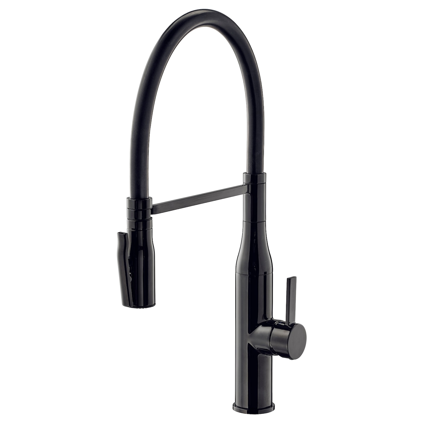 IKEA TOLLSJÖN bateria kuchenna ze spryskiwaczem, czarny metal polerowany, Długość: 22 cm