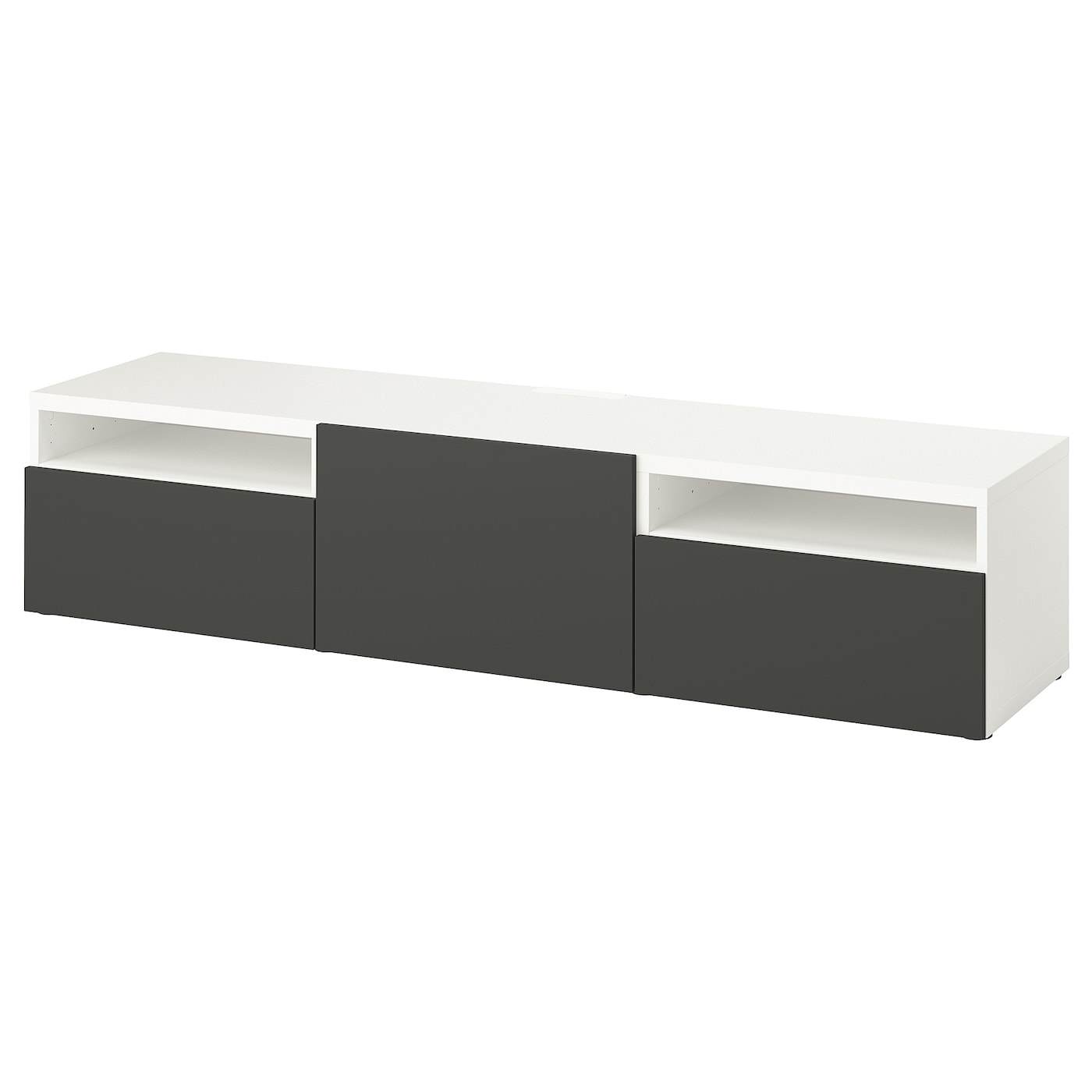 IKEA BESTÅ ława TV z szufladami i drzwiami, biały/Lappviken ciemnoszary, 180x42x39 cm