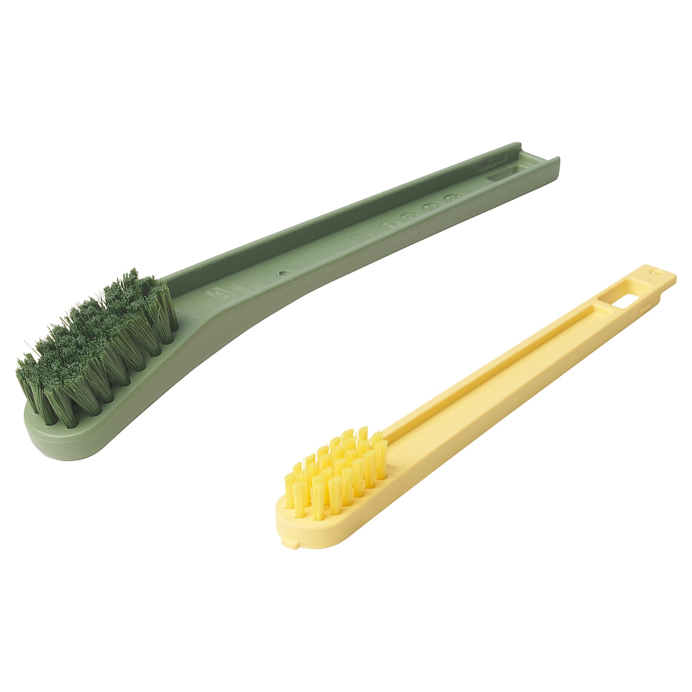 IKEA PEPPRIG 2 w 1 szczotka do butów ze skrob, zielony/żółty