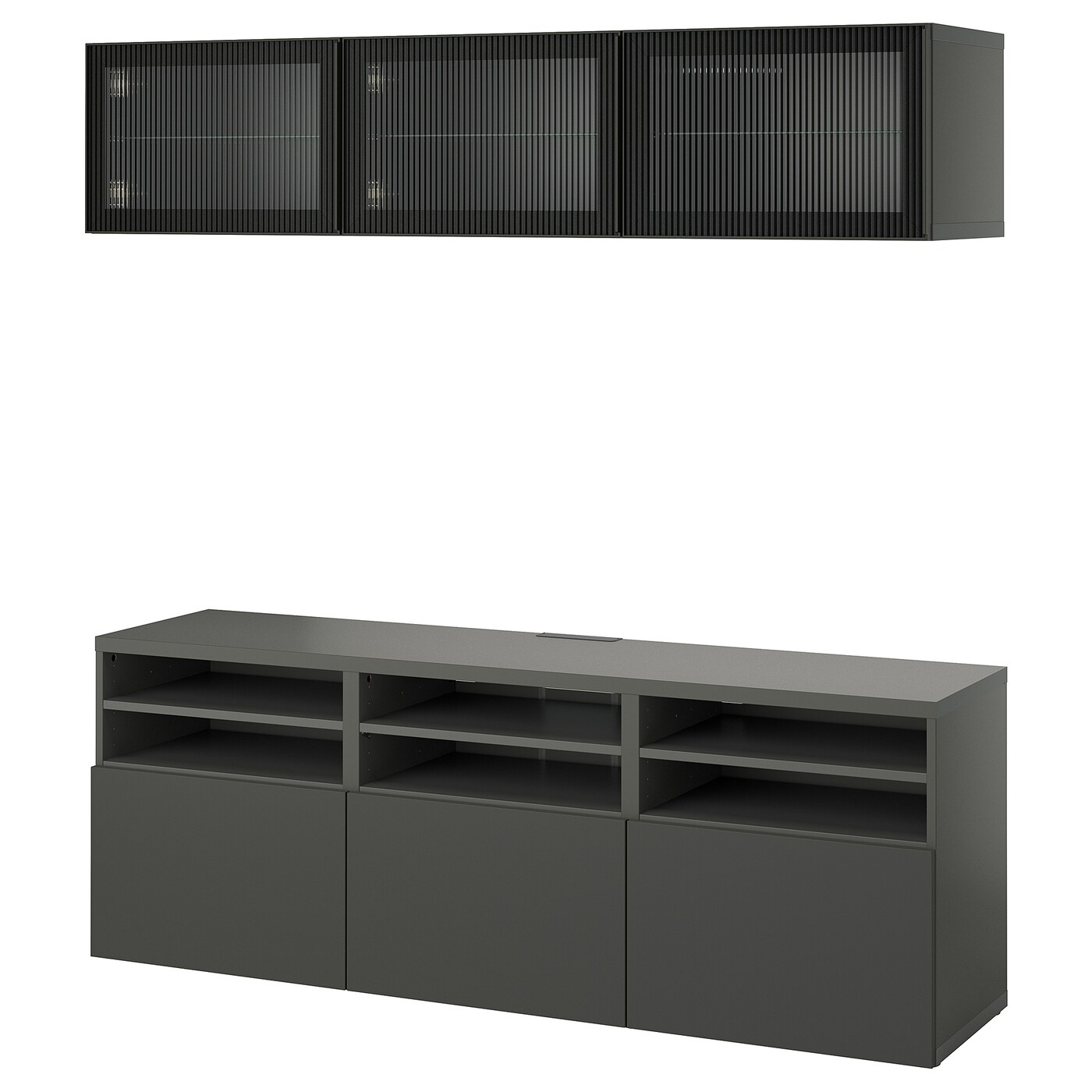 IKEA BESTÅ kombinacja na TV/szklane drzwi, ciemnoszary Lappviken/Fällsvik antracyt, 180x42x192 cm