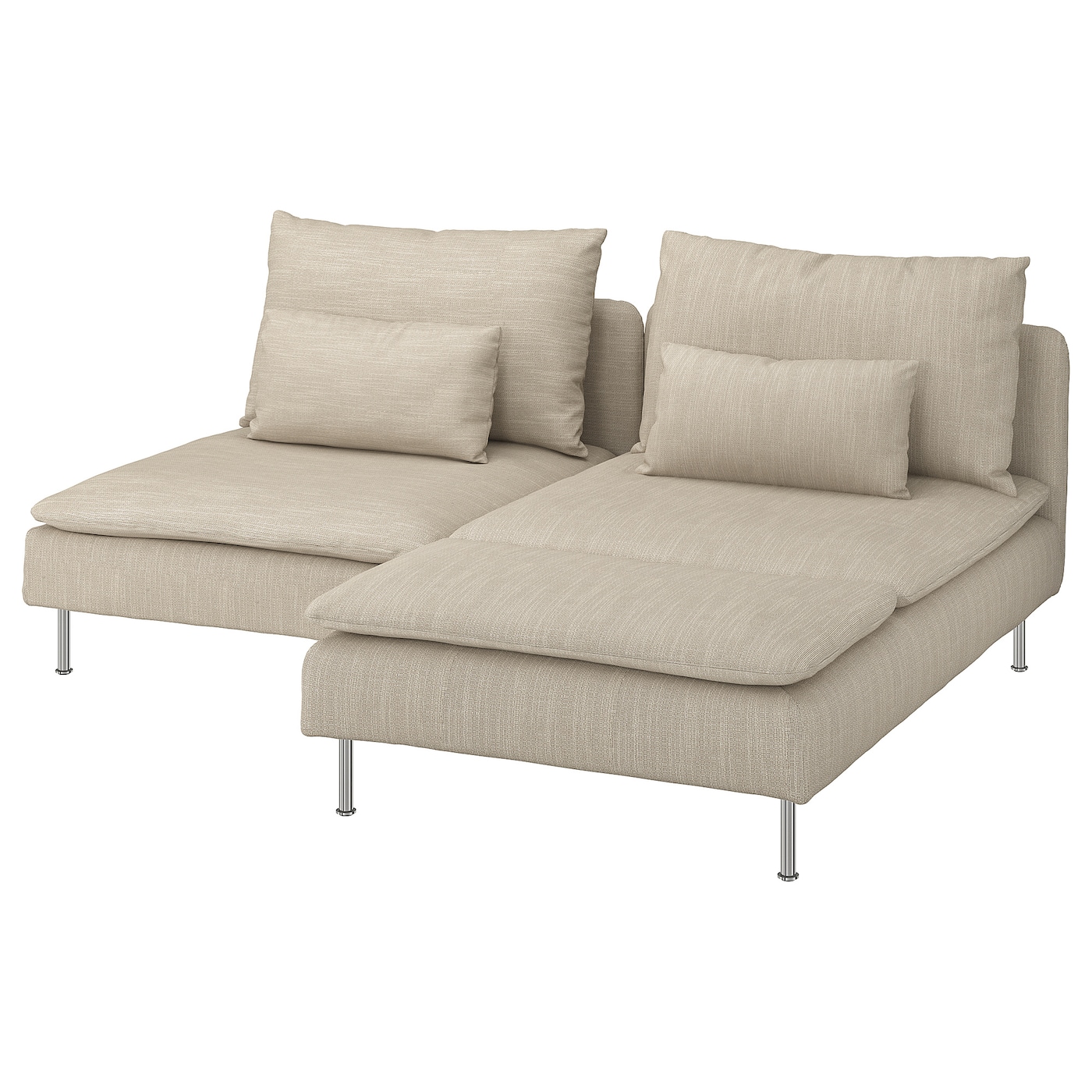 IKEA SÖDERHAMN Sofa 2-os. z leżanką, Hillared beżowy, Wysokość z poduchami oparcia: 83 cm