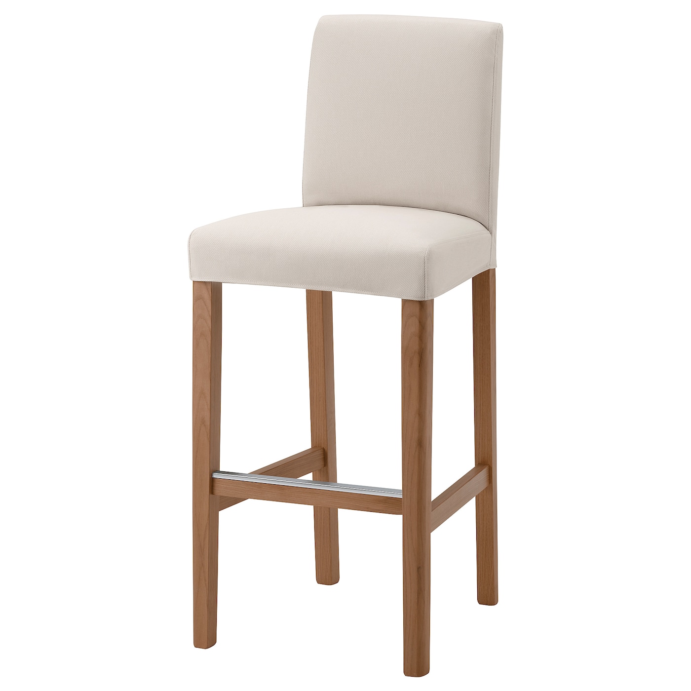 IKEA BERGMUND Stołek barowy z oparciem, imit. dębu/Hallarp beżowy, 75 cm
