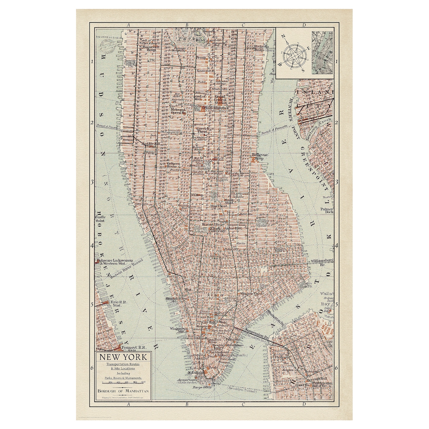IKEA BILD Plakat, Manhattan mapa II, 61x91 cm