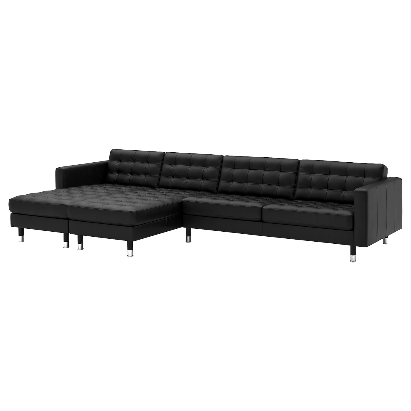 IKEA LANDSKRONA sofa 5-częściowa, z szezlongami/Grann/Bomstad czarny/metal, Szerokość: 360 cm