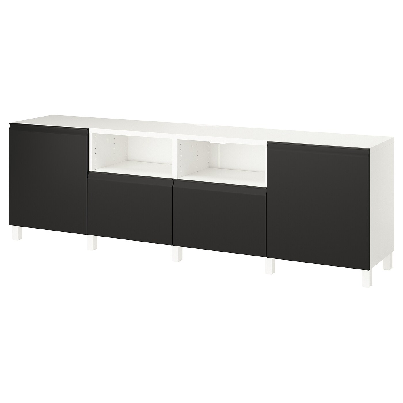 IKEA BESTÅ ława TV z drzwiami i szufladami, biały/Hammarsmed/Stubbarp antracyt, 240x42x74 cm