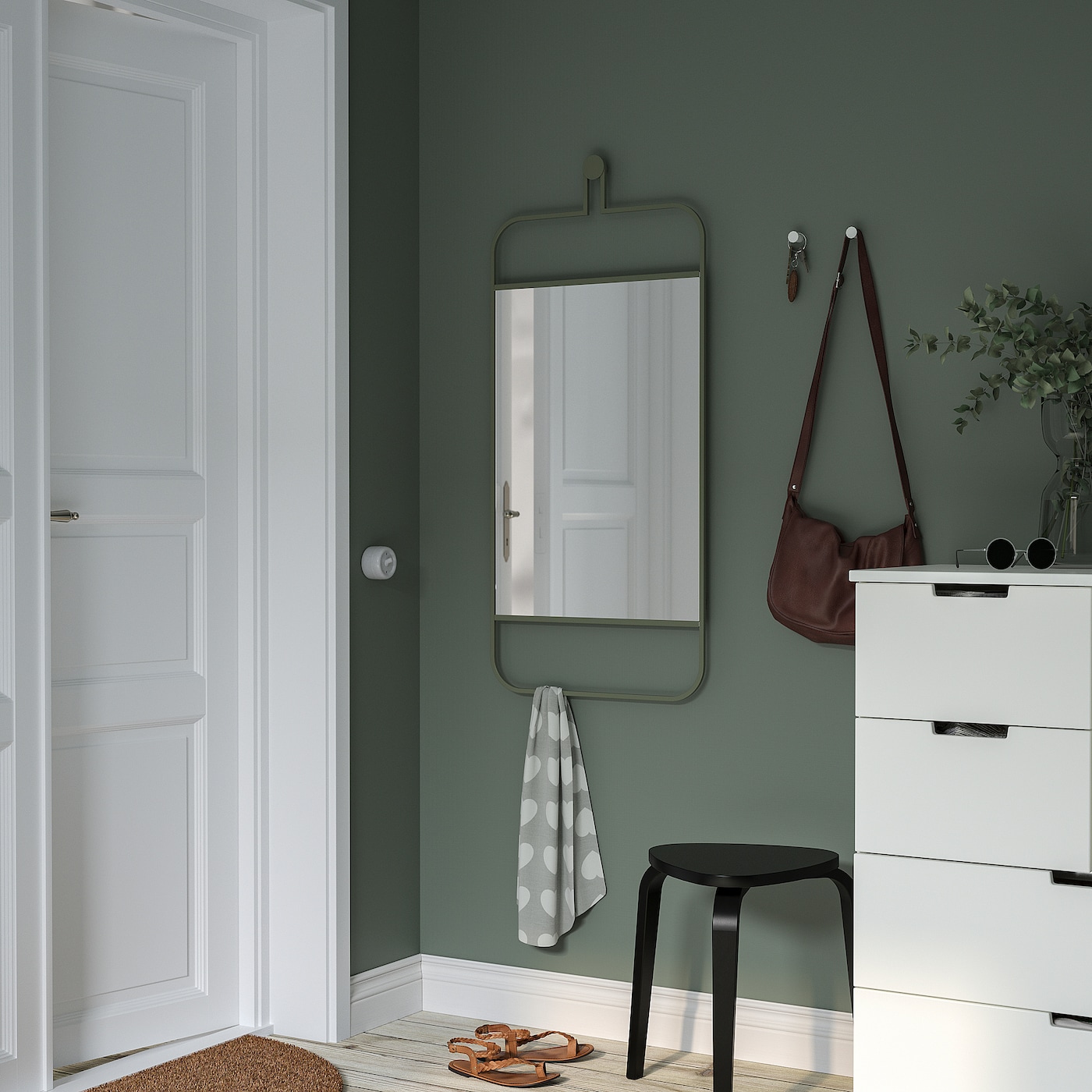 IKEA GRANVÅG lustro, wiczące na ścianie/zielony, 50x110 cm