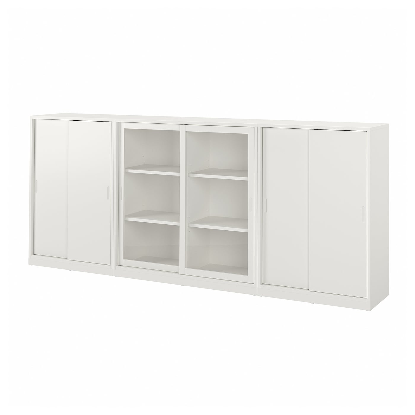 IKEA TONSTAD kombinacja z drzwiami przesuwnymi, kremowy/szkło bezbarwne, 282x37x116 cm