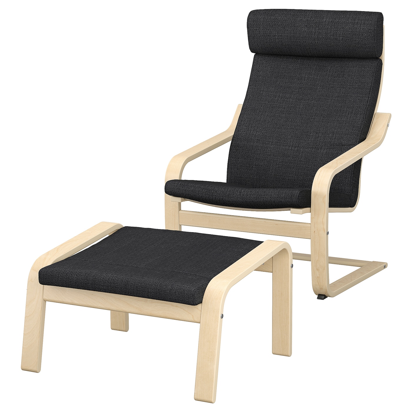 IKEA POÄNG fotel/podnóżek, okl brzoz/Hillared antracyt